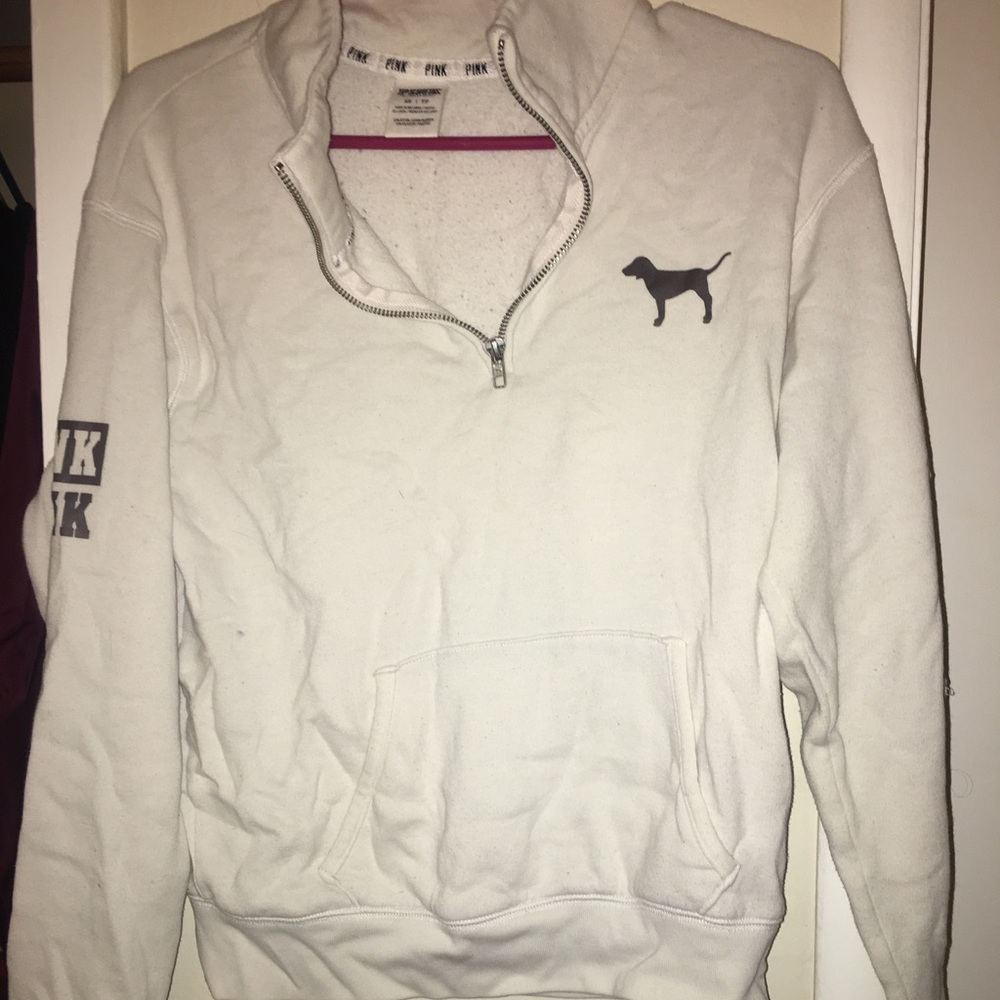 white xs half zip from PINK
